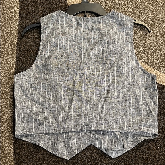 SHEIN Petite Blue Pinstripe Tailored Vest Size PM - Picture 4 of 4